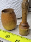 Vintage Wooden Mortar And Pestle Hand Carved Wood Primitive Bowl Kitchen Decor