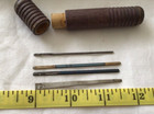 Vintage antique Four Bodkin Ribbon Threaders In 3 1 2  Wooden Case - Circa 1902