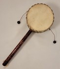 Vintage Handheld Carved Rattle Drum