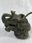 Elephant Candle Snuffer Vtg Intricate Detail Burnished Green Unique Never Used