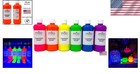 Fluorescent Neon Paint 6x16oz Bottles Washable Tempera Uv Black Light Glow