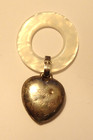 Sterling Silver Baby Rattle Teething Ring Puff Heart Antique Webster