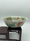 Antique Large Chinese Famille Verte Porcelain Bowl With Floral And Lotus Design