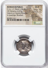 Roman Republic  C  Licinius L f  Macer 84 Bc  Heroic  Silver Denarius Ngc Ch F 
