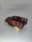 Vintage 1930 s Arcade Plymouth Cast Iron Stake Truck Nickel Grill 5 