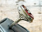 Vintage Sterling    order Of Eastern Star    Ring With Red Stone   Enamel Sz  4 75