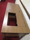 Sewing Machine Cabinet Table Sears End Flip Top Drawer Wood Tone Mechanical Tab 