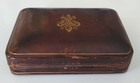 Vintage Embossed Fleur-de-lys Italian Leather Playing Card Box Case   Cards