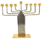 Vntg Hanukkah Menorah 24kt Gold   Silver Judaism Israel Jewish Judaica Chanukah