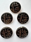 Set Of 5 Chanel Black 18mm Buttons     Raised Cc Logo   Lettering  Rope Edge