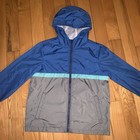 Old Navy Boys Size 10 12 Blue Gray Spring Windbreaker Jacket Hooded Coat Rain M