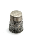 Vintage  Ornate Sterling Silver Ladybug   Flowers Thimble