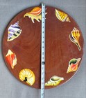 Vintage 17  Seashell Art Decorative Wooden Serving Centerpiece Tray Bosco