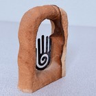 Southwestern Stone Sculpture Healer Shaman Spiral Hand Symbol Art 4 75   
