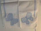 White Cotton Table Runner Stamped Embroidery Template Butterfly New - 14  X 44 