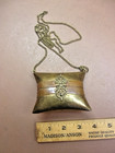 Antique Ornate Copper   Brass Victorian Pillow Purse Blue Velvet Lining Too Cool