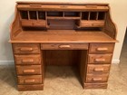 Antique Style Solid Oak Roll Top Vintage Office Desk  Golden Oak 