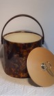 Vintage Ice Bucket Gold brown Marble Look Mcm Barware W  Handle   Lid