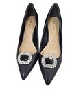 Women s Sparkly Silver Plated Black Statement Shoe Clips Weddings  Parties  Prom