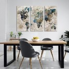 Vintage World Map Canvas Wall Art Large Poster Teal Blue Painting Pictures Ar   