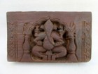 Antique Old Rare Wood Hand Carved Deep Work Holy Worship Hindu God Ganesha Panel