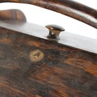 Vintage Wooden Sewing Box Basket 2 Hinged Door Lids Carrying Handle