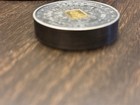 Round Medal token Silver-tone W  Gold-tone Center Bar Insert  Radial Pattern