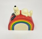 Vintage Handmade Snoopy Laying On Rainbow Piggy Bank Money Coin United Feature