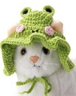 Cartoon Frog Crochet Hat For Cat Dog Rabbit Or Small Animal Lime Green