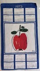 Vintage 1973 Vera Linen Calendar Tea Towel Red Apple Design Blue Border