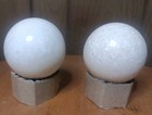 Vintage Pair Of  Alabaster  Marble  Hand Carved Sphere Orb Granite  Stone 2 1 4 
