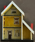Vintage Miniature Wooden Dollhouse 3 25  Tall