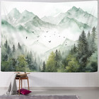 Mountain Tapestry Wall Hanging Sage Green Tree Nature Wall Blanket 60x40 Inch