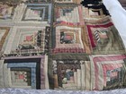 Antique Log Cabin Square Quilt For Restoration 60x52  
