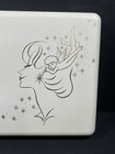 Vtg Mcm Earring Jewelry Box Atomic Gold Graphic Lady Angel White Pink Tray