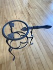Heart  Antique 18th C 1800 Primitive Wrought Iron Fireplace Tall Hearth Trivet