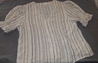 Vintage Style Women Dress Top  Short Button Down Shirt Xl Puff Sleeve Crop Top 