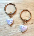 Pearly Heart Shape Hoop Earrings - Real Freshwater Pearls - Pearl Earrings 