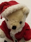 Plush Christmas Bear Jointed 12  Hat Coat Bells Used But Just Displayed