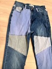 Mekool Women Casual Slim Contrast Color Patchwork Jeans High-waist Stretch Penci