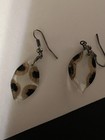 Artisan Glass Teardrop Pendant   Earrings Set  Black   White Abstract