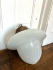 Vtg Antique 1920s School Art Deco Hanging Chandelier Milk Glass Light Fixture