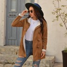 Winter Vintage Button Jackets Women s Warm Fleece Hooded Coat Casual Mid-length