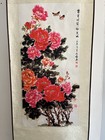 Chinese Silk Scroll Print Blossoms Butterflies Decoration   Asian Wall Art