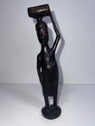 Hand Carved African Tribal Woman Figurine Wood Sculpture 7 5    Carrying Vessel