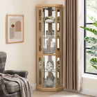 Corner Glass Cabinet Lighted Curio Cabinet Corner Display Case For Living Rooms