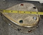 Vintage Silver Tone Lined Jewelry Trinket Box Set With Semi Precious Stones