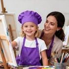 Kids Apron And Chef Hat Set  Children s Adjustable Bib Apron M 6-12 Year Purple