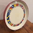 Vintage Boat Cocktail Serving Tray Rim Nautical Flag Coastal Beach Decor  Rare