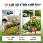 Cast Iron Utility Water Transfer Pump Portable Utility Pump 1 2hp 1600 Gph